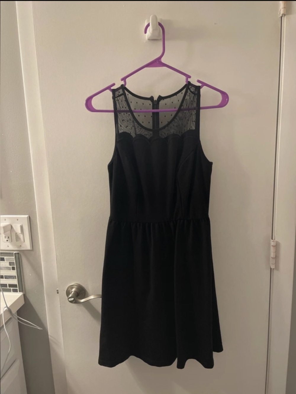 41 Hawthorn Black Sleeveless Lace Yoke Mini Dress